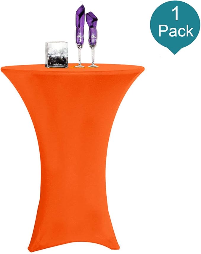 RELIANCER 1 Pack Cocktail Table Covers,36"x43" Fitted Spandex Tablecloth,Stretch Round Highboy Tables Cover,Elastic High Top Table Cloths for Outdoor Party,Wedding,Bar,Birthday,Banquet,Trade Show