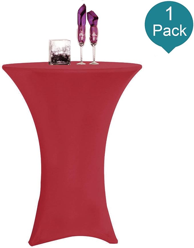 RELIANCER 1 Pack Cocktail Table Covers,32"x43" Fitted Spandex Tablecloth,Stretch Round Highboy Tables Cover,Elastic High Top Table Cloths for Outdoor Party,Wedding,Bar,Birthday,Banquet,Trade Show