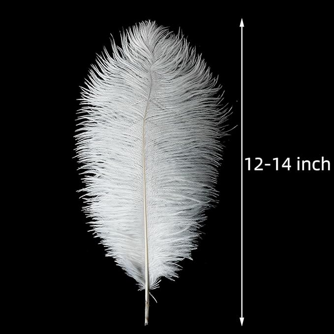 Ballinger Large White Ostrich Feathers - 24Pcs 12-14inch Large Feathers for Vase,Party Centerpieces,Wedding and Home Decor