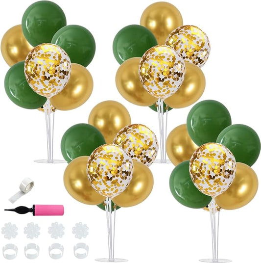 TONIFUL Sage Green and Gold Balloon Centerpieces for Table,Balloon Stand Centerpiece Table Decorations for Birthday,Baby Shower,Woodland Party Decorations Christmas (4 Set)
