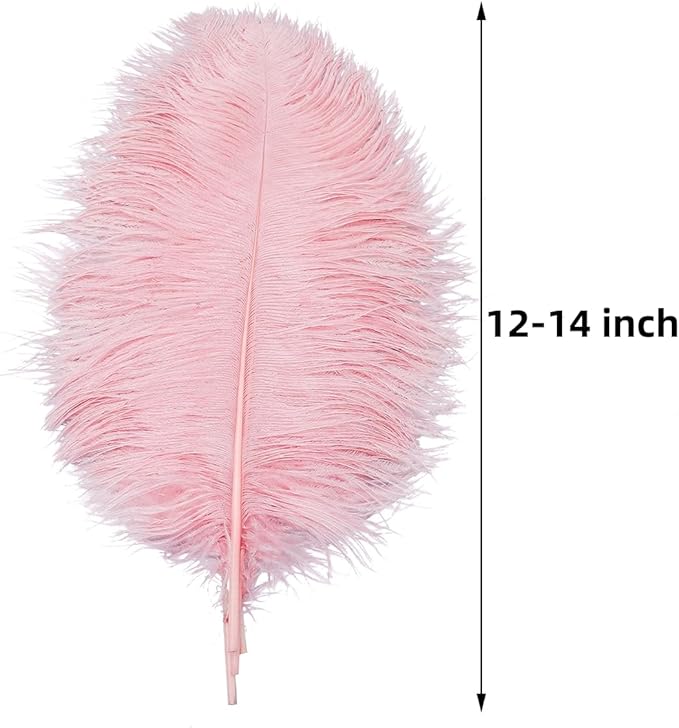 Ballinger Lotus Pink Ostrich Feathers - 24Pcs 12-14inch Large Feathers Bulk for Vase,Party Centerpieces,Wedding and Home Decor