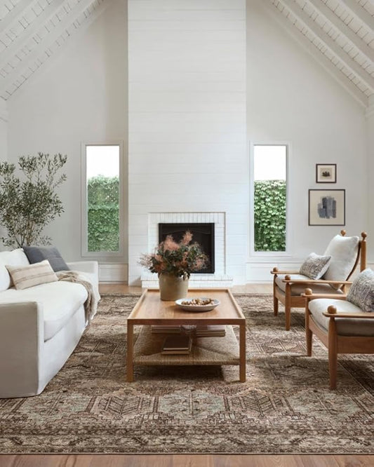 Loloi Amber Lewis Billie Collection, Clay & Sage 2'-6" x 12'-0" Area Rug – Antique & Distressed Accent Rugs for Living Room, Bedroom, Entryway & Hallway, No Shed High Traffic Area Home Decor Rug