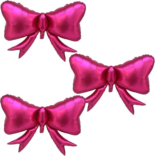 FBQ 3 Pcs Matte Rose Red Bow Balloon Bow Theme Party Baby Shower Birthday Party Girls Kids Foil Balloon Decoration Supplies