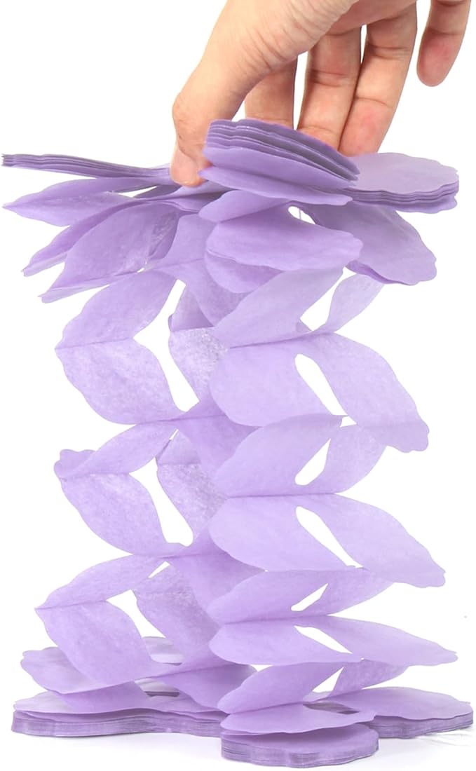Purple White Lavender Party-Decorations Streamers-Garland - 12pcs Women Girl Birthday Supplies 4-Leaf Clover Paper Banners,Baby Bridal Shower Wedding Engagement Bachelorette Graduation Decor Ouruola