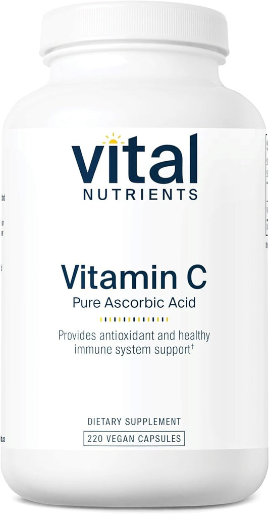 Vital Nutrients Vitamin C 1000mg (100% Pure Ascorbic Acid) | Vegan Antioxidant Supplement for Immune Support and Iron Absorption* | Gluten, Dairy and Soy Free | Non-GMO | 220 Capsules