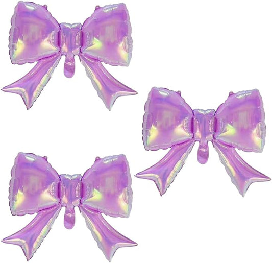 FBQ 3 Pcs Bow Foil Balloon Coquette Party Bridal Shower Birthday Anniversary Engagement Party Supplies