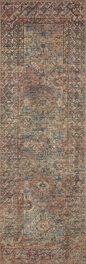Loloi Amber Lewis Billie Collection, Aqua & Rust 2'-3" x 3'-9" Area Rug – Antique & Distressed Accent Rugs for Living Room, Bedroom, Entryway & Hallway, No Shed High Traffic Area Home Decor Rug