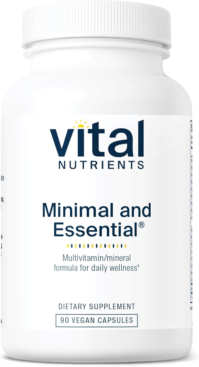 Vital Nutrients Minimal and Essential Multivitamin | Vegetarian One per Day Multi Vitamin, Mineral, & Antioxidant Supplement* | Iron-Free | Gluten, Dairy, Soy Free | Non-GMO | 90 Capsules