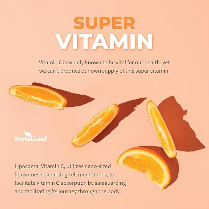 ForestLeaf Liposomal Vitamin C 1000mg Capsules | High Dose Vitamin C Liposomal Supplement w Coconut Oil Fatty Acids | Fast Absorption | Immune Support, Antioxidant, Collagen Production | 120 Vegan Cap