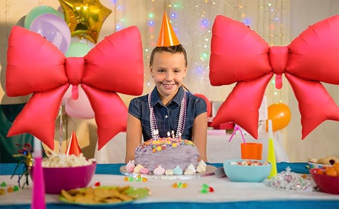 FBQ 3 Pcs Giant Red Bow Balloon Butterfly Theme Wedding Birthday Baby Shower Decorations Supplies