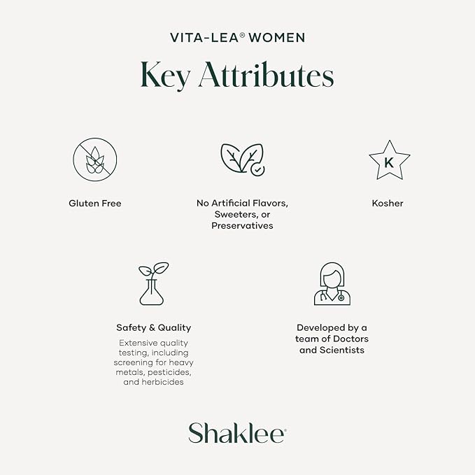 Shaklee - Vita-Lea® Women High-Potency Multivitamin & Multimineral for Women - Prenatal/Postnatal Support with 800 mcg Folic Acid, 200 mcg Iodine, 18 mg Iron - 240 Tablets