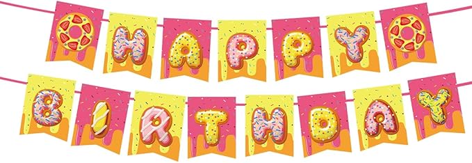 Donut Themed Birthday Tableware Set,162 Pcs Paper Plates Napkins Cups Tablecloth Knives Fork Spoon Paper Banner and Straws for Birthday Christmas Party Supplies Serves 20 Guests (Girls)