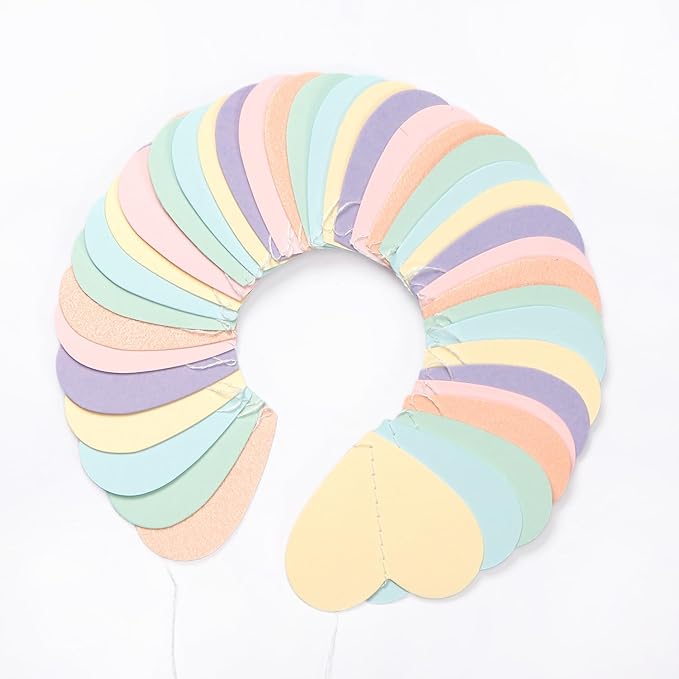 Pastel Rainbow Birthday Party-Decorations Streamers - 52FT Yellow Blue Mint Pink Purple Hanging Heart Garland Banner,Baby Bridal Shower Bachelorette Engagement Backdrop Decor Hugtmr