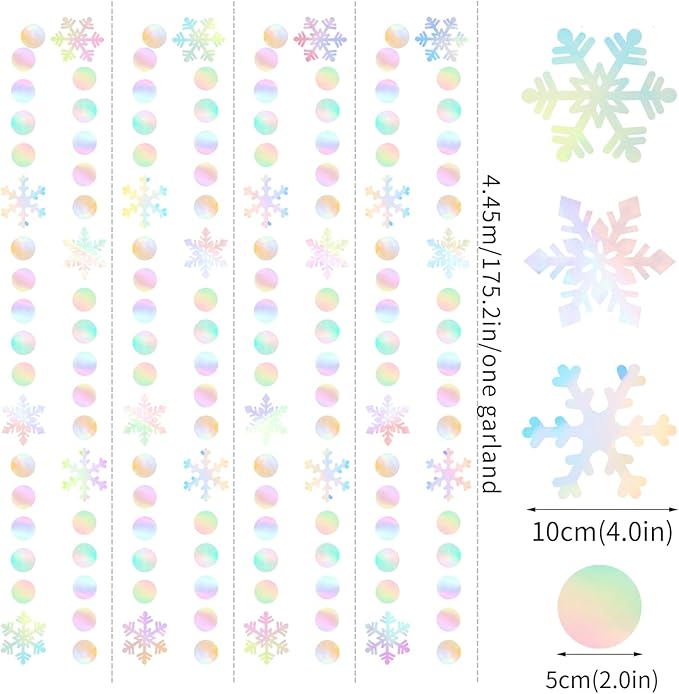 Iridescent-Holographic Christmas Party-Decorations Snowflake-Snow Garland - 61Ft Winter Wonderland Frozen Hanging Paper Streamers Banner,Birthday New Year Decor Ouruola