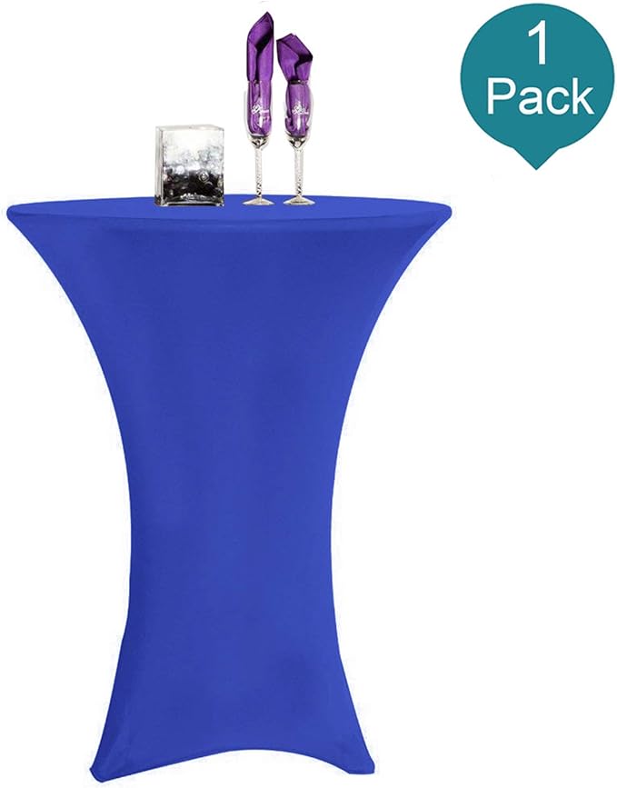 RELIANCER 1 Pack Cocktail Table Covers,32"x43" Fitted Spandex Tablecloth,Stretch Round Highboy Tables Cover,Elastic High Top Table Cloths for Outdoor Party,Wedding,Bar,Birthday,Banquet,Trade Show