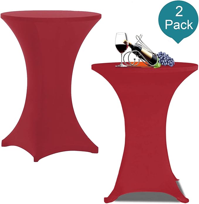 RELIANCER 2 Pack Cocktail Table Covers,32"x43" Fitted Spandex Tablecloth,Stretch Round Highboy Tables Cover,Elastic High Top Table Cloths for Outdoor Party,Wedding,Bar,Birthday,Banquet,Trade Show