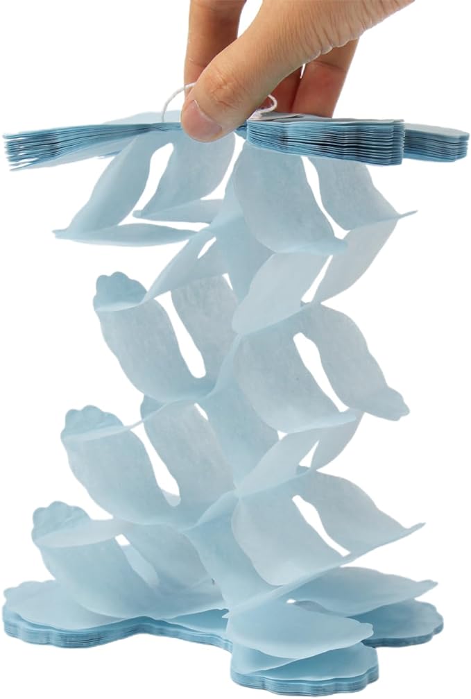 Light-Dusty Blue Beige-Gold Party Decorations - 12pcs Streamers-Garland Boho 4-Leaf Paper Banner,Men Boy Birthday Baby Bridal Shower Bachelorette Wedding Engagement Graduation Decor Ouruola