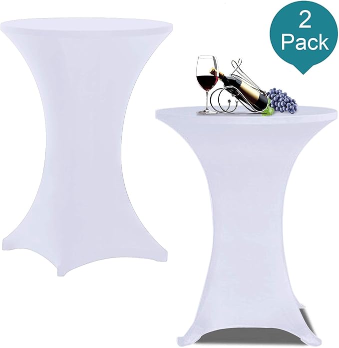 RELIANCER 2 Pack Cocktail Table Covers,36"x43" Fitted Spandex Tablecloth,Stretch Round Highboy Tables Cover,Elastic High Top Table Cloths for Outdoor Party,Wedding,Bar,Birthday,Banquet,Trade Show