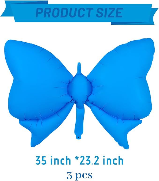 FBQ 3 Pcs Giant Fluorescent Blue Bow Balloon Bow Theme Baby Shower Girl Boy Birthday Party Bachelorette Party Decoration Supplies