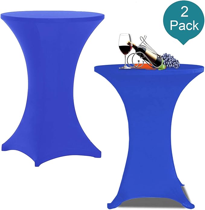 RELIANCER 2 Pack Cocktail Table Covers,36"x43" Fitted Spandex Tablecloth,Stretch Round Highboy Tables Cover,Elastic High Top Table Cloths for Outdoor Party,Wedding,Bar,Birthday,Banquet,Trade Show