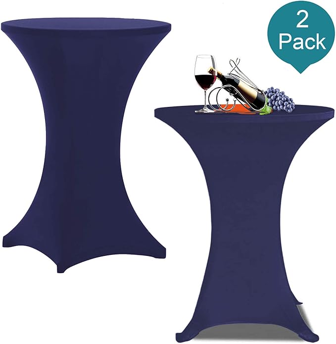 RELIANCER 2 Pack Cocktail Table Covers,36"x43" Fitted Spandex Tablecloth,Stretch Round Highboy Tables Cover,Elastic High Top Table Cloths for Outdoor Party,Wedding,Bar,Birthday,Banquet,Trade Show