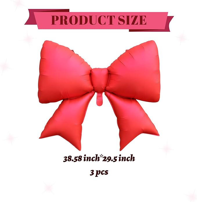 FBQ 3 Pcs Giant Red Bow Balloon Butterfly Theme Wedding Birthday Baby Shower Decorations Supplies