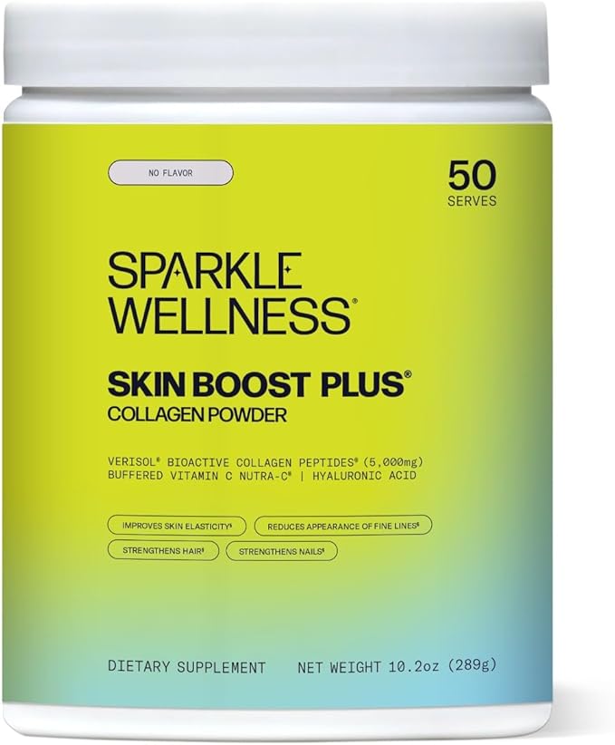 Sparkle Wellness Skin Boost Plus (No Flavor) [50-Serves] | Collagen Powder Supplement with VERISOL Bioactive Hydrolyzed Collagen Peptides, Vitamin C & Hyaluronic Acid