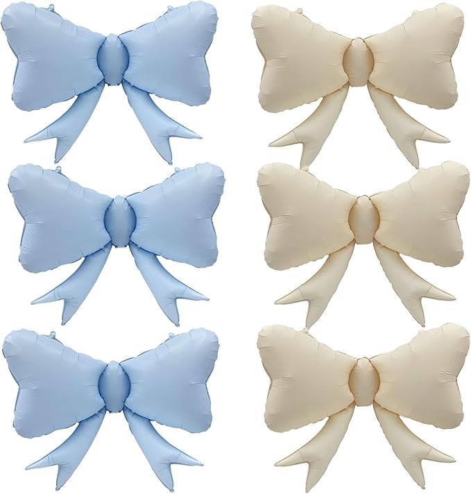 FBQ 6 Pcs Bow Balloons Festival Party Boys and Girls Cute Bow Foil Balloons Anniversary Bachelorette Party Decoration Supplies