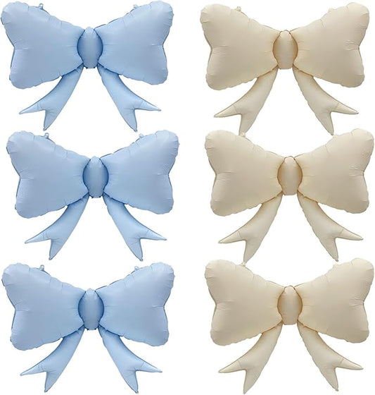 FBQ 6 Pcs Bow Balloons Festival Party Boys and Girls Cute Bow Foil Balloons Anniversary Bachelorette Party Decoration Supplies