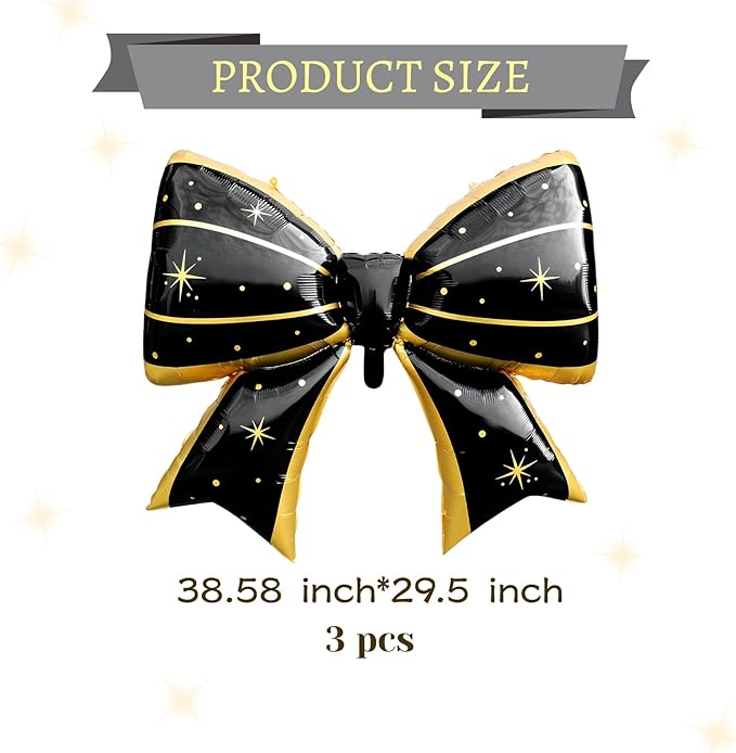 FBQ 3 Pcs Black Bow Balloon Birthday Theme Butterfly Theme Baby Shower Girls Boy Party Kids Party Decoration Supplies