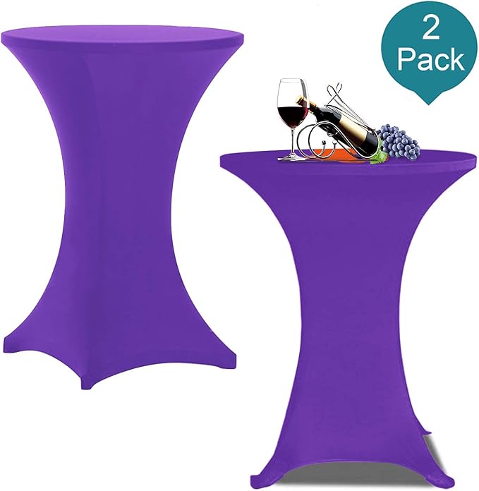 RELIANCER 2 Pack Cocktail Table Covers,32"x43" Fitted Spandex Tablecloth,Stretch Round Highboy Tables Cover,Elastic High Top Table Cloths for Outdoor Party,Wedding,Bar,Birthday,Banquet,Trade Show