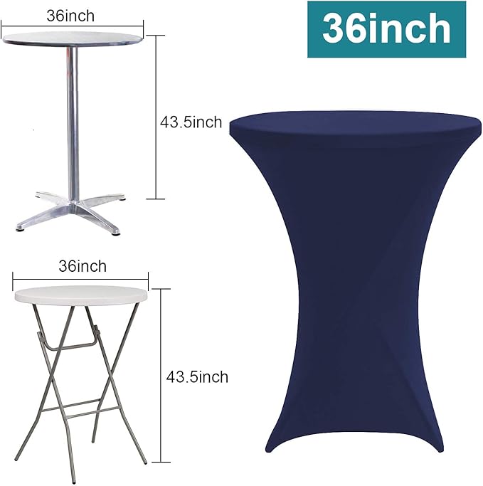 RELIANCER 1 Pack Cocktail Table Covers,36"x43" Fitted Spandex Tablecloth,Stretch Round Highboy Tables Cover,Elastic High Top Table Cloths for Outdoor Party,Wedding,Bar,Birthday,Banquet,Trade Show
