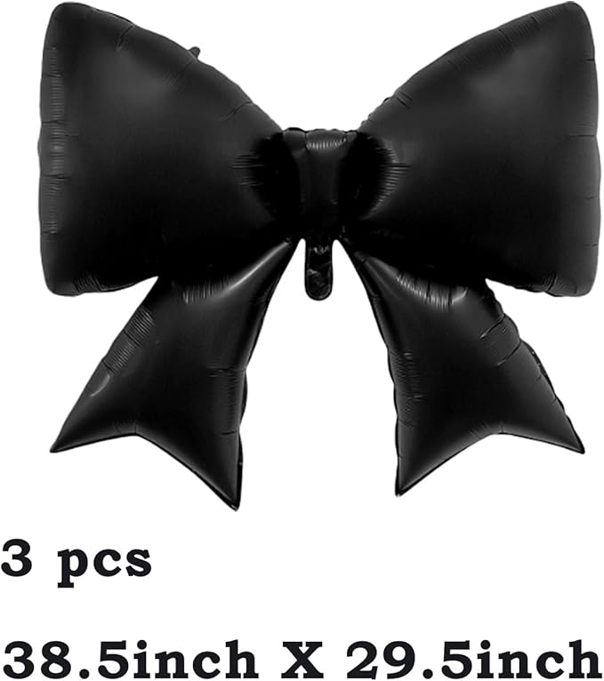 FBQ 3 Pcs Black Black Bow Giant Foil Balloons Bow Theme Birthday Party Baby Shower Wedding Party Decorations Supplies