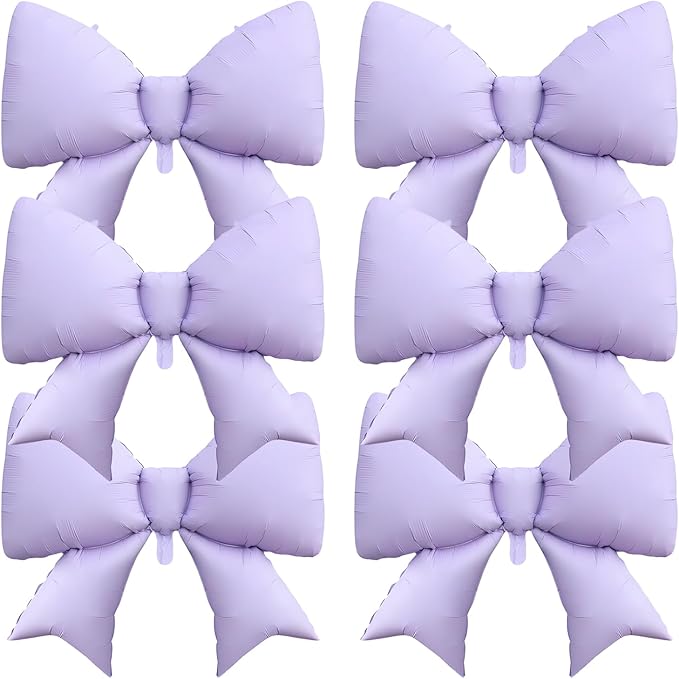FBQ 6 Pcs Giant Purple Bow Balloon Baby Shower Butterfly Theme Bow Theme Girl Birthday Bachelorette Party Decorations Supplies
