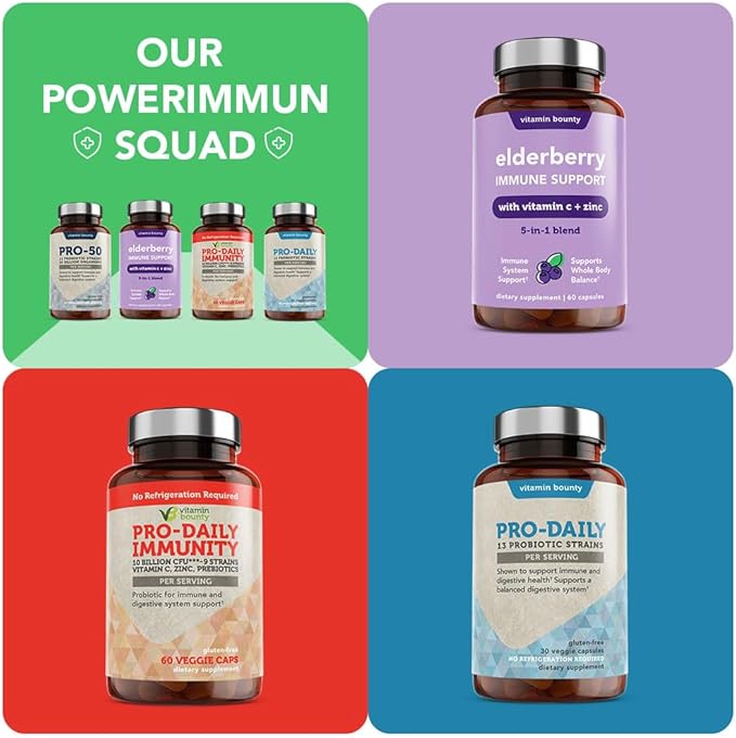 Vitamin Bounty Pro-50 Probiotics 50 Billion CFU for Women & Men - 13 Multi Strain Probiotic + Prebiotic - Digestive Health Supplements for Gut Health Support - Delayed Release Capsules for Men & Women