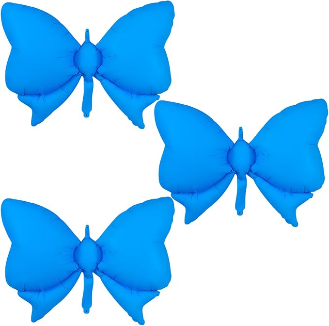 FBQ 3 Pcs Giant Fluorescent Blue Bow Balloon Bow Theme Baby Shower Girl Boy Birthday Party Bachelorette Party Decoration Supplies
