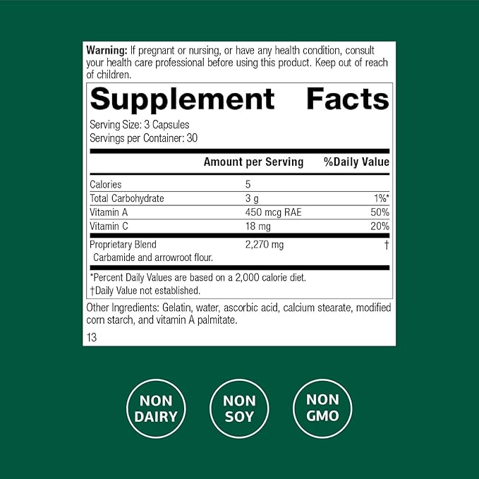 Standard Process Inc. A-C Carbamide - Gluten-Free Kidney Support Supplement with Vitamin A, Vitamin C, and Arrowroot Flour - 90 Capsules