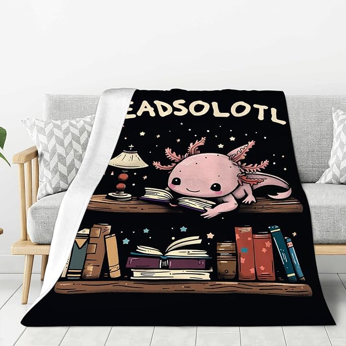 Axolotl Blanket, Axolotls Throw Blankets, Axolotl Gifts for Girls Women Boys Lover Adult Cozy Fleece Flannel Bedding Stuff Plush for Couch Sofa Bed Decor 80"X60"