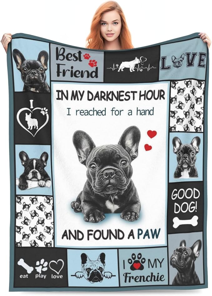 French Bulldog Blanket, Frenchie Throw Blankets, French Bulldog Gifts for Women Men Boys Girls Lover Adult Cozy Fleece Flannel Bedding Stuff Animal Plush for Couch Sofa Bed Decor 60"X50"