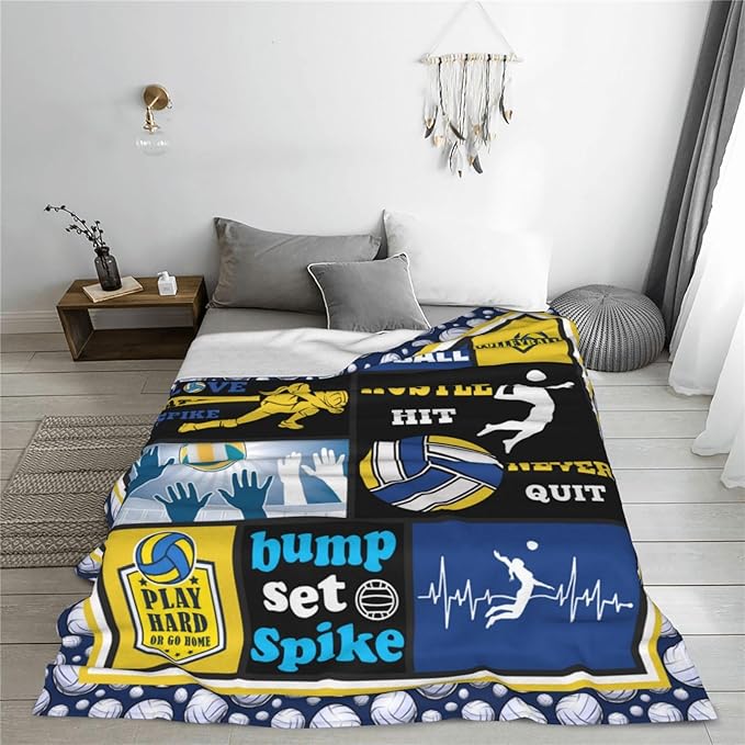 Volleyball Throw Blanket Cozy Fleece Flannel Plush Bedding Volleyball Gifts for Teen Girls Teen Team Players Women Lover Coach Adult Stuff Plush for Couch Sofa Bed Decor 60"X50"