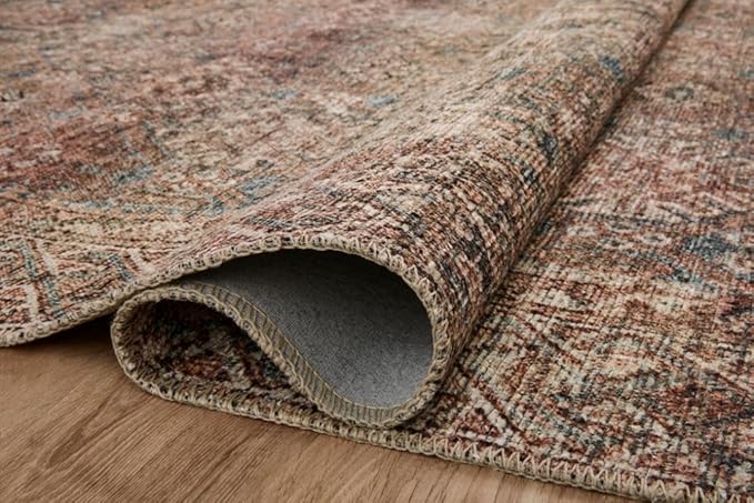 Loloi Amber Lewis Billie Collection, Aqua & Rust 6'-0" x 9'-0" Area Rug – Antique & Distressed Accent Rugs for Living Room, Bedroom, Entryway & Hallway, No Shed High Traffic Area Home Decor Rug