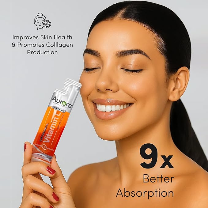 Aurora Nutrascience Mega-Pack Liposomal Vitamin C, Immune Support, 3,000 mg Per Serving, Vegan, Gluten Free, Non-GMO, 10 Single Serve Packets, Orange