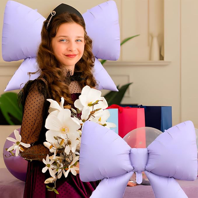 FBQ 3 Pcs Bow Balloon Purple Birthday Theme Butterfly Theme Baby Shower Girls Boy Party Decoration Supplies