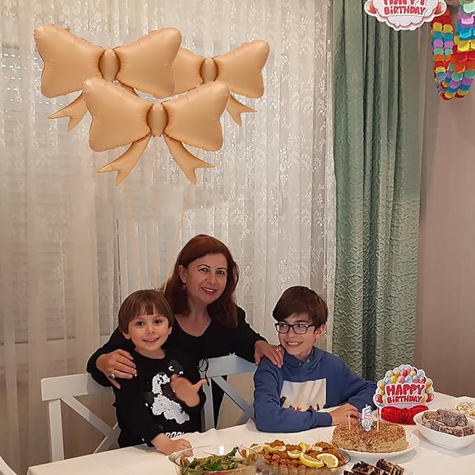 3 Pcs Bow Big Balloon Macaron Caramel Color Bow Theme Birthday Party Baby Shower Girl Party Decoration Suppli