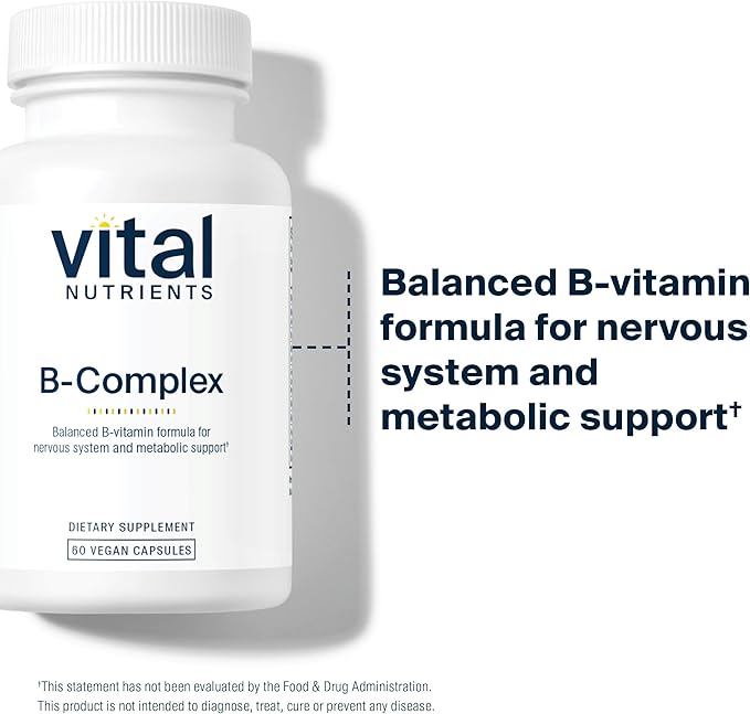 Vital Nutrients Vitamin B-Complex | Vegan High-Potency Methylated B Complex Vitamins | B Vitamins Support Energy Production, Metabolism, and Heart Health* | Gluten, Dairy, Soy Free | 60 Capsules