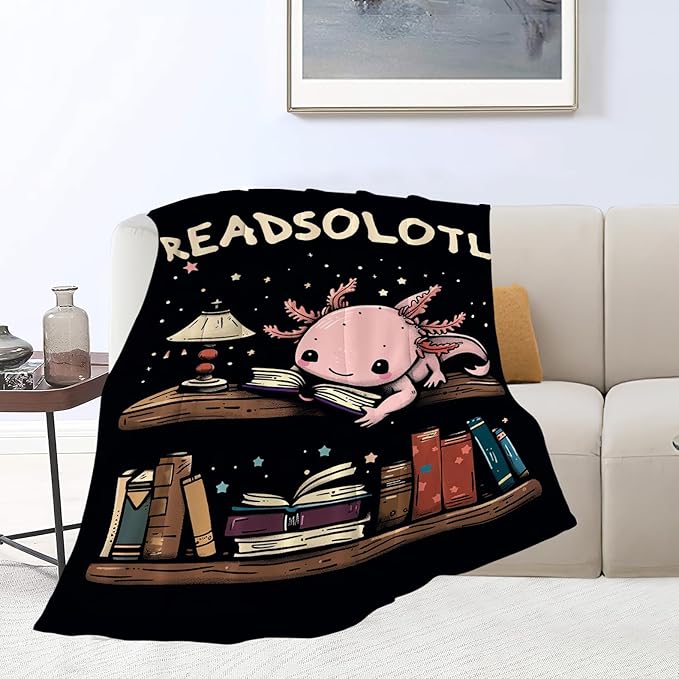 Axolotl Blanket, Axolotls Throw Blankets, Axolotl Gifts for Girls Women Boys Lover Adult Cozy Fleece Flannel Bedding Stuff Plush for Couch Sofa Bed Decor 50"X40"