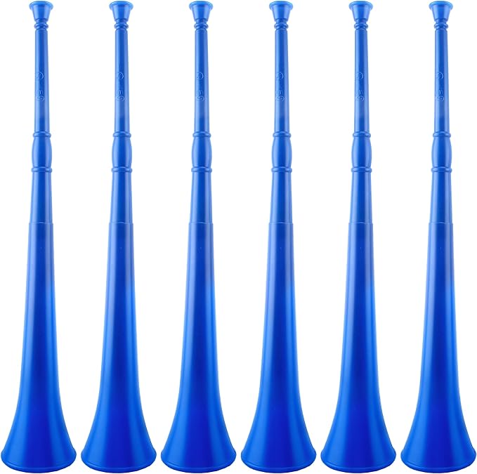 6 Pcs 28 Inch Collapsible Stadium Horn Plastic Vuvuzela Trumpet Horn Blow Noise Maker for Sporting Events Sports Themed Party Supplies (Color set 1)