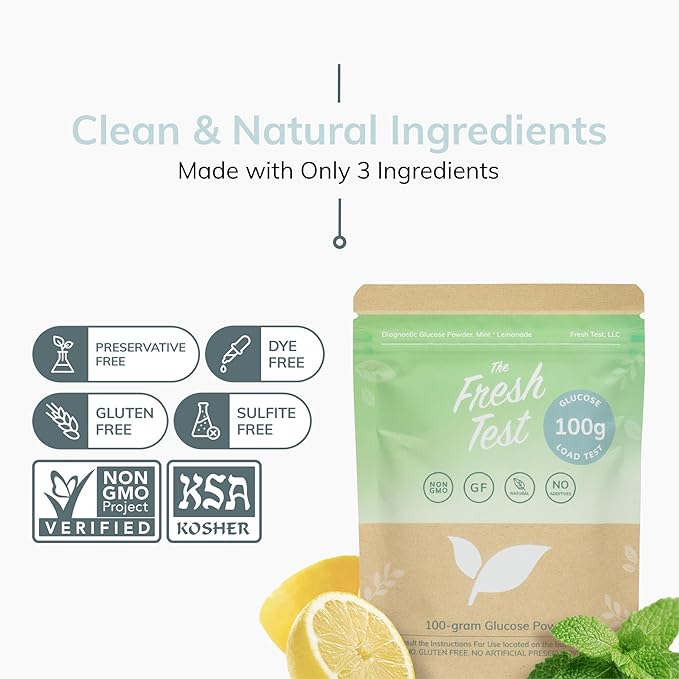 The Fresh Test, 100-gram Powder Drink Mix | Additive-Free, Non-GMO, Organic Ingredients | Mint Lemonade