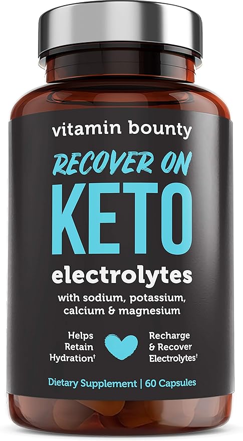 Vitamin Bounty Recover On Keto Electrolytes - Keto Supplements, Electrolytes Pills, Electrolyte Supplement, Keto Vitamins, Sugar Free Hydration, Boost Energy, GLP 1 Support- 60 Capsules