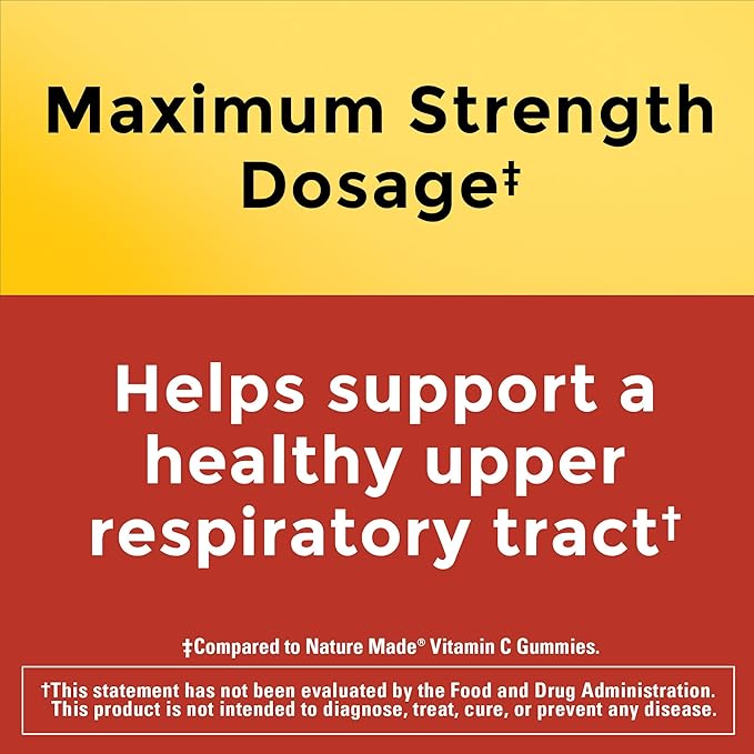 Nature Made Maximum Strength Dosage Vitamin C 1000mg per Serving, Immune Support Vitamin C Gummies for Adults, 80 Vitamin C Gummies, 20 Day Supply